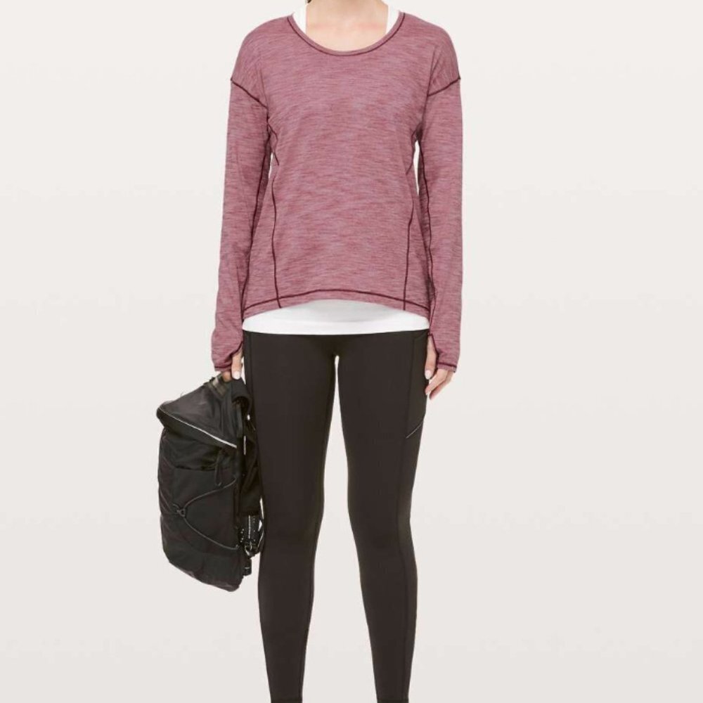 Lululemon Sweat Embrace Long Sleeve Heathered Misty Merlot Women's 10 - Picture 8 of 8